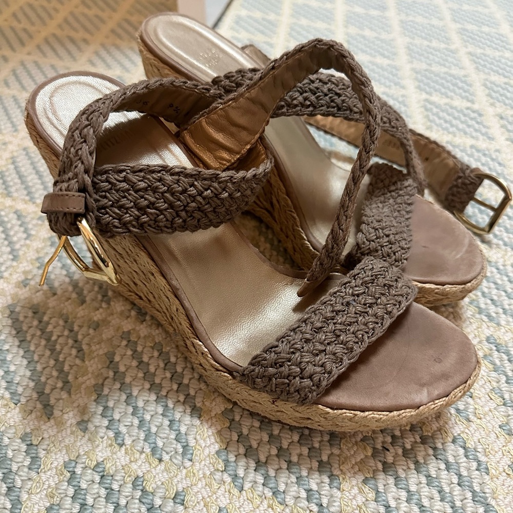 Stuart Weitzman wedge espadrille heel sandals
